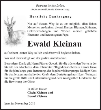 Traueranzeige von Ewald Kleinau  von Magdeburger Volksstimme