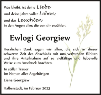 Traueranzeige von Ewlogi Georgiew  von Magdeburger Volksstimme
