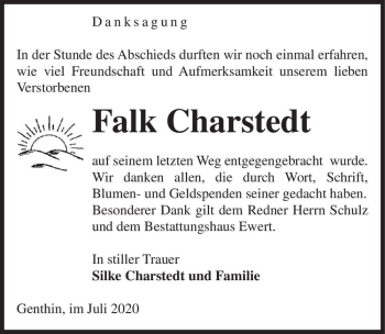 Traueranzeige von Falk Charstedt  von Magdeburger Volksstimme