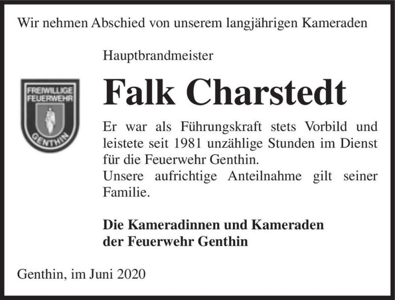  Traueranzeige für Falk Charstedt  vom 27.06.2020 aus Magdeburger Volksstimme