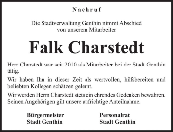 Traueranzeige von Falk Charstedt  von Magdeburger Volksstimme