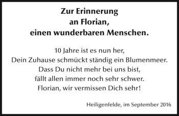 Traueranzeige von Florian  von Magdeburger Volksstimme