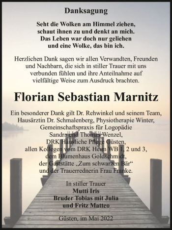 Traueranzeige von Florian Sebastian Marnitz  von Magdeburger Volksstimme