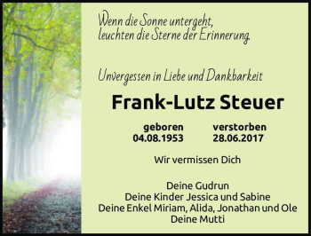 Traueranzeige von Frank-Lutz Steuer  von Magdeburger Volksstimme