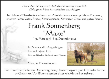 Traueranzeige von Frank 