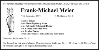 Traueranzeige von Frank-Michael Meier  von Magdeburger Volksstimme