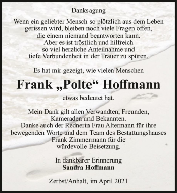 Traueranzeige von Frank 