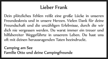 Traueranzeige von Frank  von Magdeburger Volksstimme