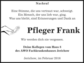 Traueranzeige von Frank  von Magdeburger Volksstimme