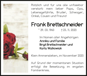 Traueranzeige von Frank Brettschneider  von Magdeburger Volksstimme