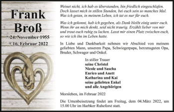 Traueranzeige von Frank Broß  von Magdeburger Volksstimme