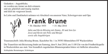 Traueranzeige von Frank Brune  von Magdeburger Volksstimme