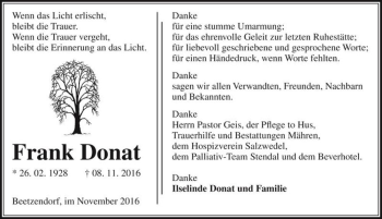 Traueranzeige von Frank Donat  von Magdeburger Volksstimme
