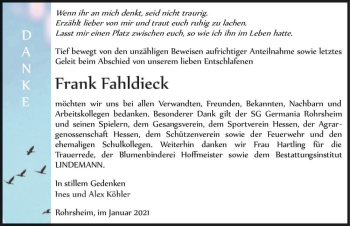 Traueranzeige von Frank Fahldieck  von Magdeburger Volksstimme