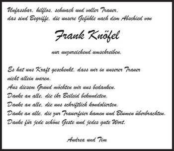 Traueranzeige von Frank Knöfel  von Magdeburger Volksstimme