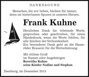 Traueranzeige von Frank Kuhne  von Magdeburger Volksstimme