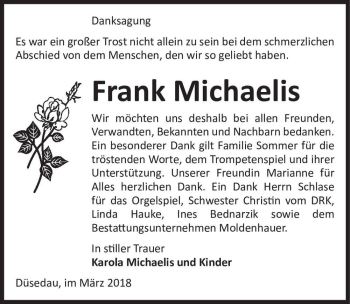Traueranzeige von Frank Michaelis  von Magdeburger Volksstimme