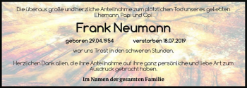 Traueranzeige von Frank Neumann  von Magdeburger Volksstimme