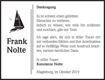 Traueranzeige von Frank Nolte  von Magdeburger Volksstimme
