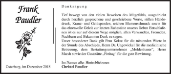 Traueranzeige von Frank Paudler  von Magdeburger Volksstimme