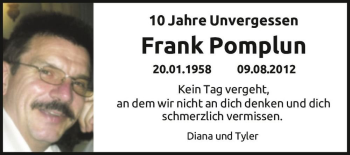 Traueranzeige von Frank Pomplun  von Magdeburger Volksstimme