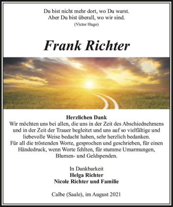 Traueranzeige von Frank Richter  von Magdeburger Volksstimme