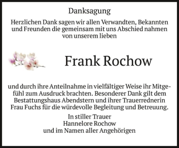 Traueranzeige von Frank Rochow  von Magdeburger Volksstimme
