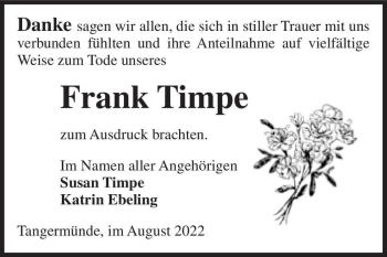 Traueranzeige von Frank Timpe  von Magdeburger Volksstimme