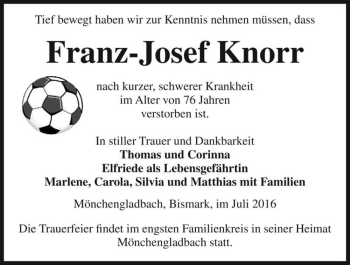 Traueranzeige von Franz-Josef Knorr  von Magdeburger Volksstimme