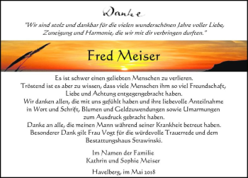 Traueranzeige von Fred Meiser  von Magdeburger Volksstimme