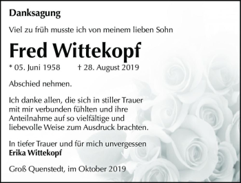 Traueranzeige von Fred Wittekopf  von Magdeburger Volksstimme