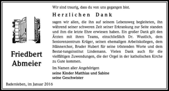 Traueranzeige von Friedbert Abmeier  von Magdeburger Volksstimme