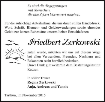 Traueranzeige von Friedbert Zerkowski  von Magdeburger Volksstimme