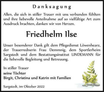 Traueranzeige von Friedhelm Ilse  von Magdeburger Volksstimme