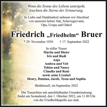 Traueranzeige von Friedrich 
