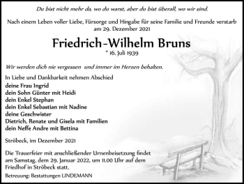 Traueranzeige von Friedrich-Wilhelm Bruns  von Magdeburger Volksstimme