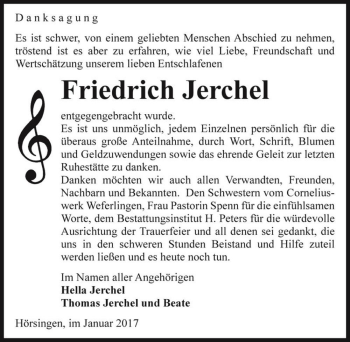 Traueranzeige von Friedrich Jerchel  von Magdeburger Volksstimme