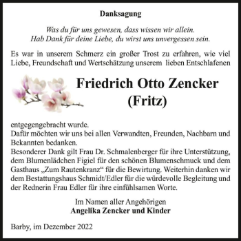 Traueranzeige von Friedrich Otto 
