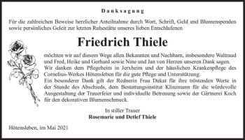 Traueranzeige von Friedrich Thiele  von Magdeburger Volksstimme