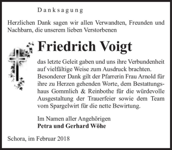 Traueranzeige von Friedrich Voigt  von Magdeburger Volksstimme