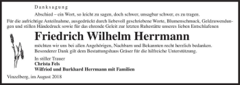 Traueranzeige von Friedrich Wilhelm Herrmann  von Magdeburger Volksstimme