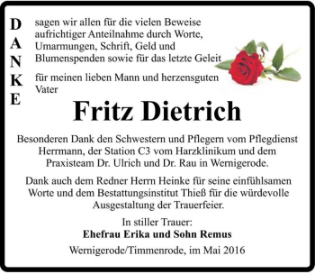 Traueranzeige von Fritz Dietrich  von Magdeburger Volksstimme