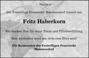 Traueranzeige von Fritz Haberkorn  von Magdeburger Volksstimme