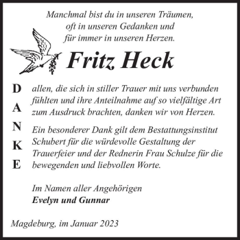 Traueranzeige von Fritz Heck  von Magdeburger Volksstimme