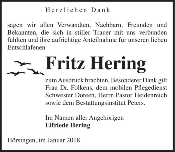 Traueranzeige von Fritz Hering  von Magdeburger Volksstimme