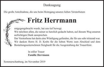Traueranzeige von Fritz Herrmann  von Magdeburger Volksstimme