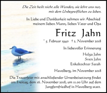 Traueranzeige von Fritz Jahn  von Magdeburger Volksstimme