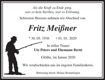 Traueranzeige von Fritz Meißner  von Magdeburger Volksstimme