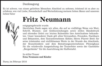 Traueranzeige von Fritz Neumann  von Magdeburger Volksstimme