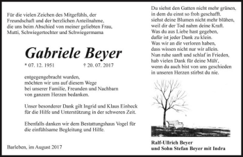 Traueranzeige von Gabriele Beyer  von Magdeburger Volksstimme
